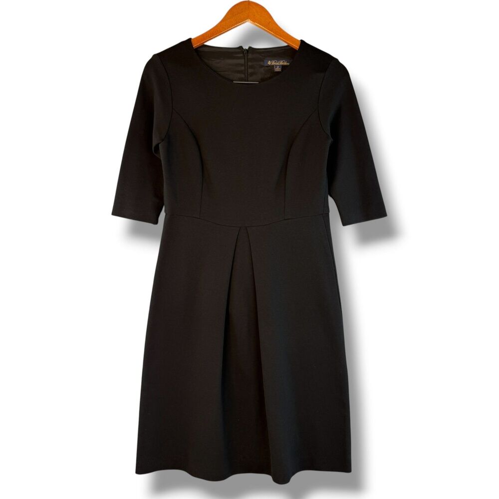 Brook's Brother Little Black Dress 3/4 Sleeve Scoop Neck Quiet Luxury/Formal  2